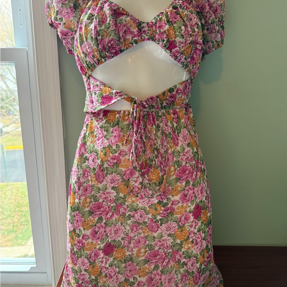 Princess Polly Pink Floral Cutout Mini Dress